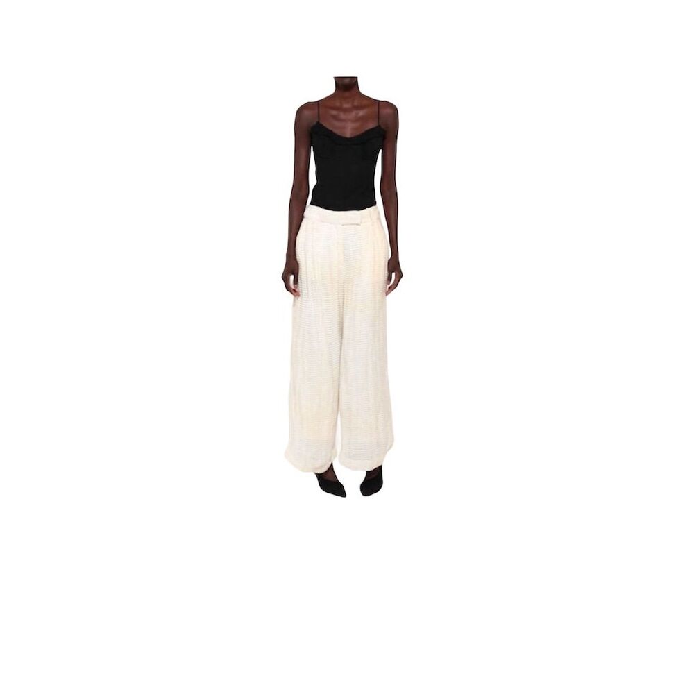 Khaite Women's The Maarte Linen & Silk Twill Wide Leg Pants Ivory Size 8